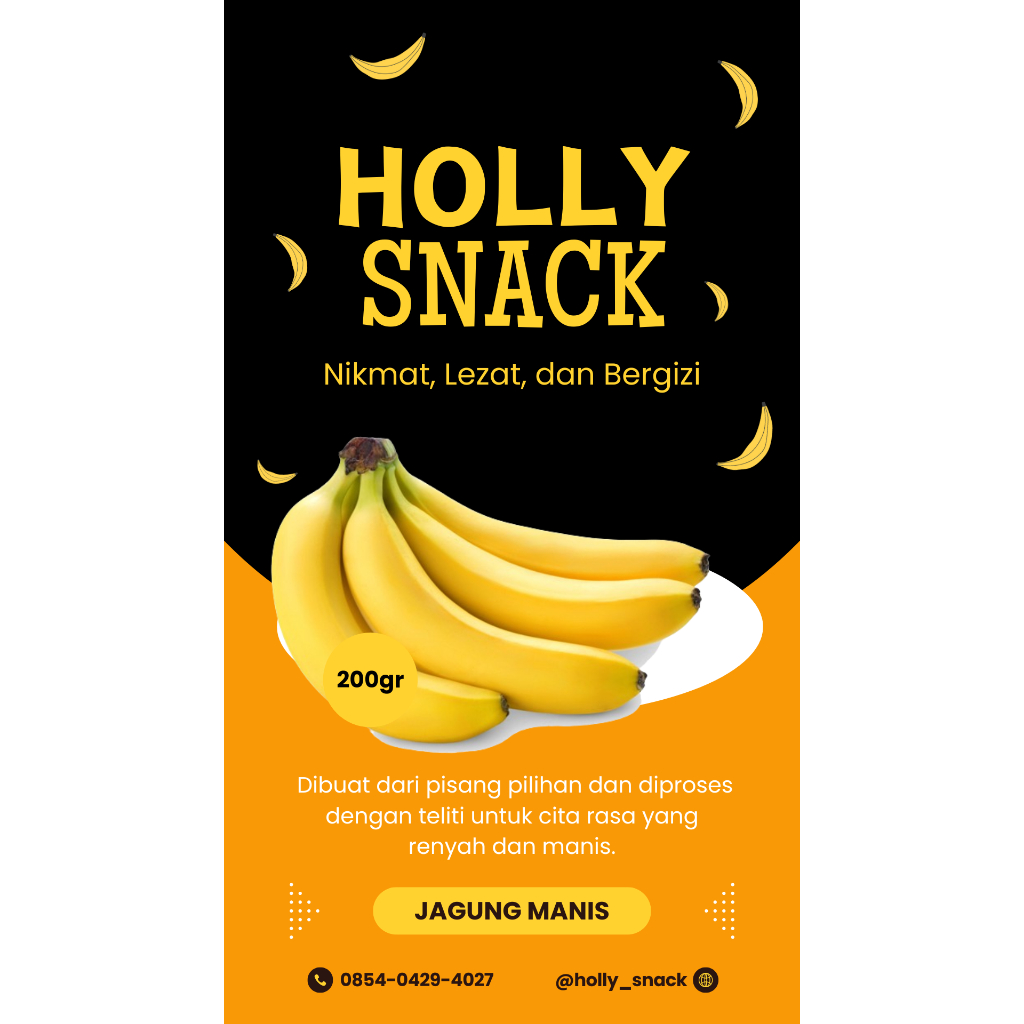 

Holly snack keripik pisang varian rasa jagung manis | 200 gram