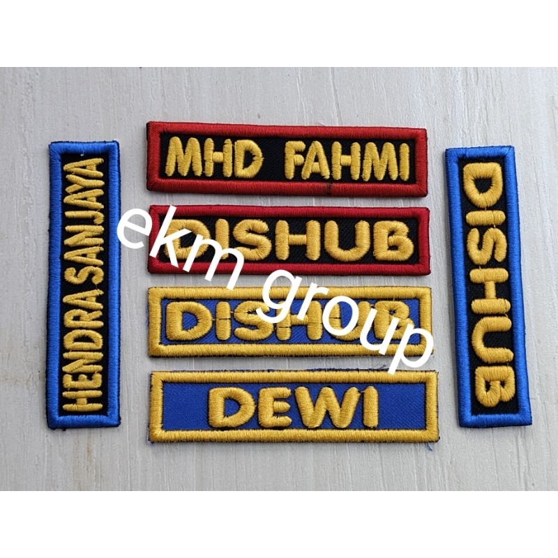 Tulisan Dishub dan nama dishub bordir timbul