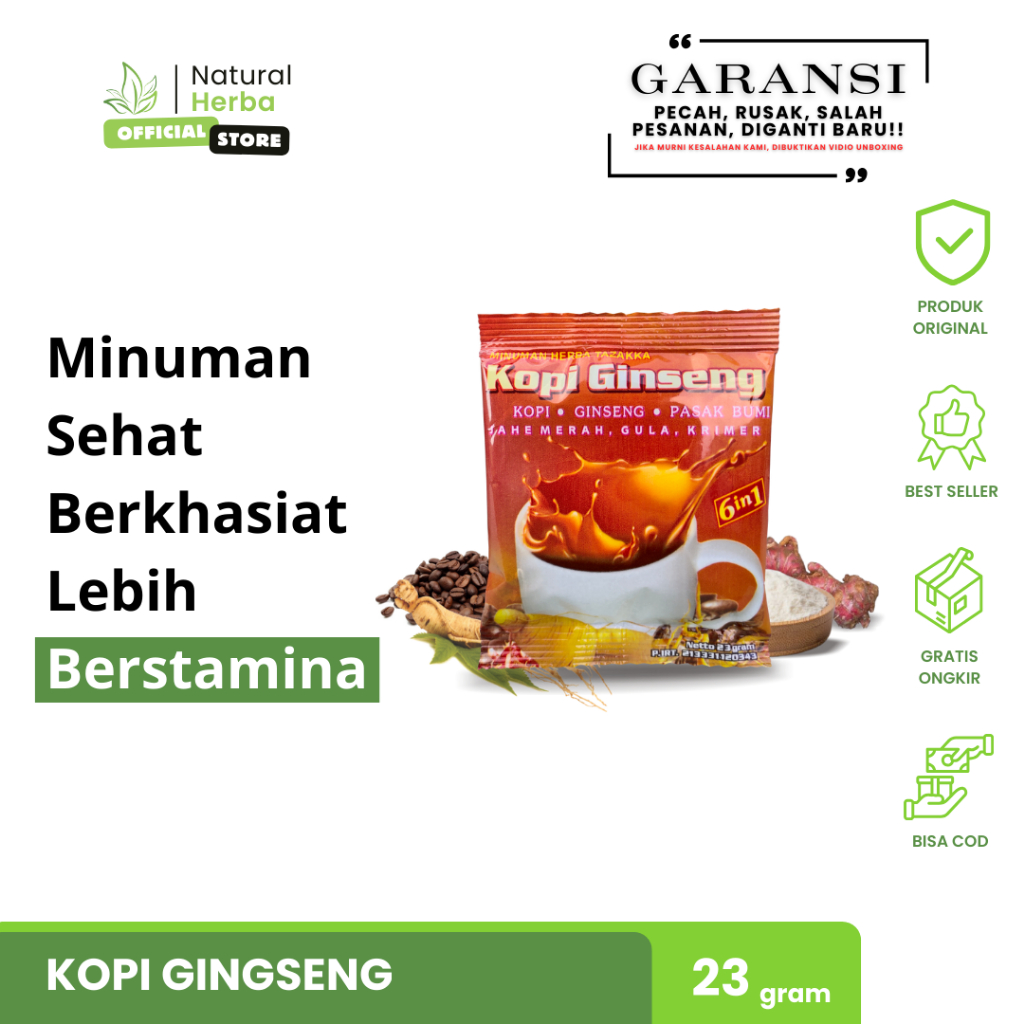 

Kopi Gingseng PLUS untuk DEWASA Harga per 1 Sachet Original Halal