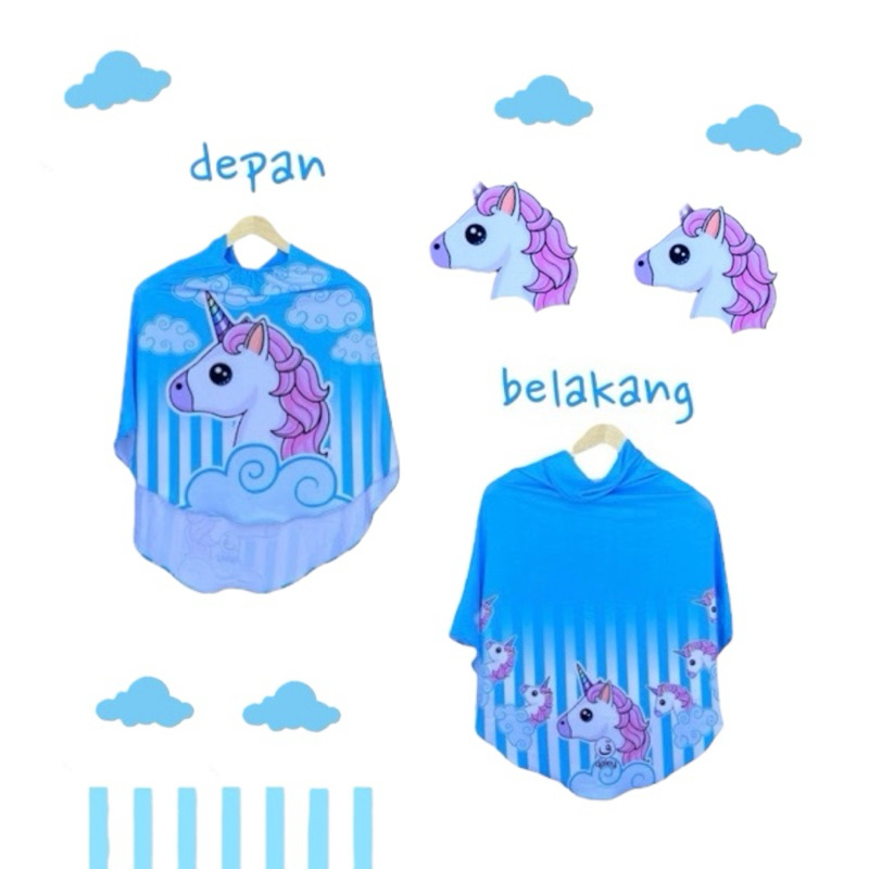 BERGO PRINTING INSTAN ANAK MOTIF UNICORN AWAN / HIJAB INSTAN ANAK / HIJAB KARAKTER LUCU