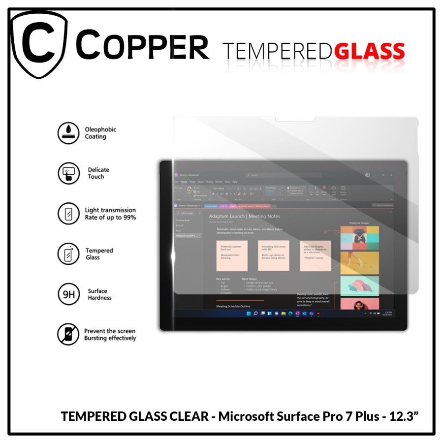 Microsoft Surface Pro 7 Plus / 12,3" - COPPER TEMPERED GLASS FULLCLEAR