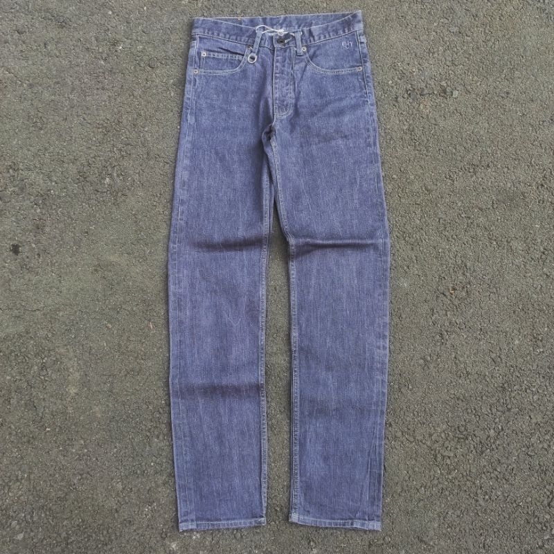 430 UNION MADE FLATLAND SLIM REGULER DENIM JEANS RIPPED WASHED FADING JAPAN WORK CARPENTER CASUAL PA