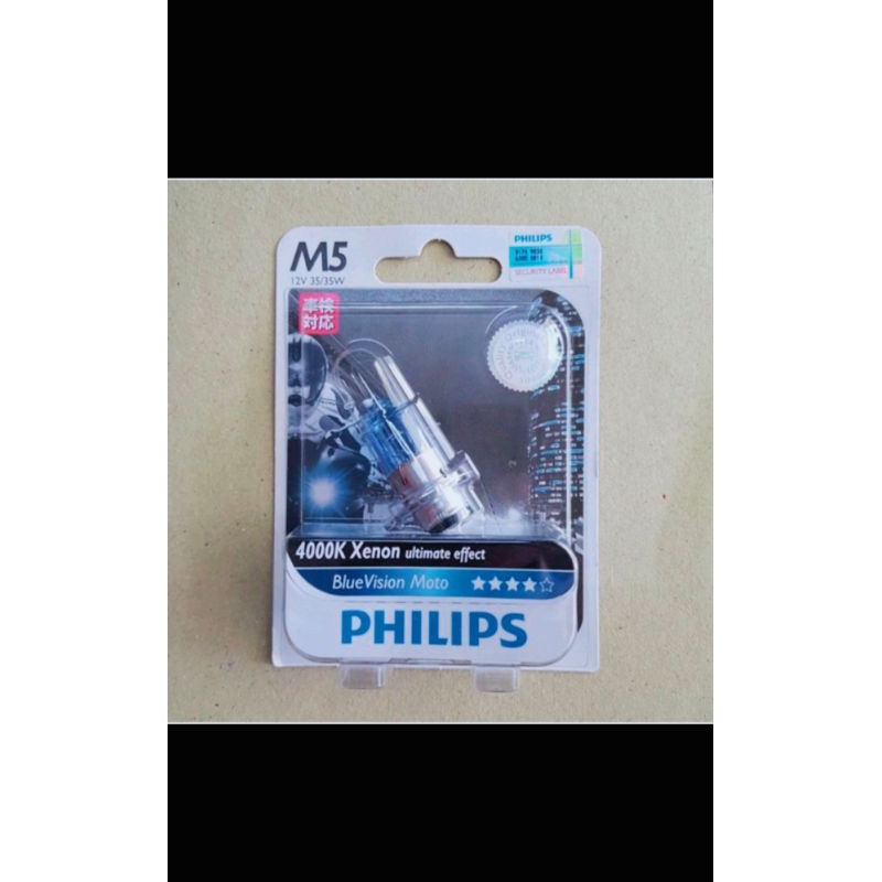Bohlam Philips M5 BlueVision 4000k Bohlam Motor Matic Bebek 12V 35W Original