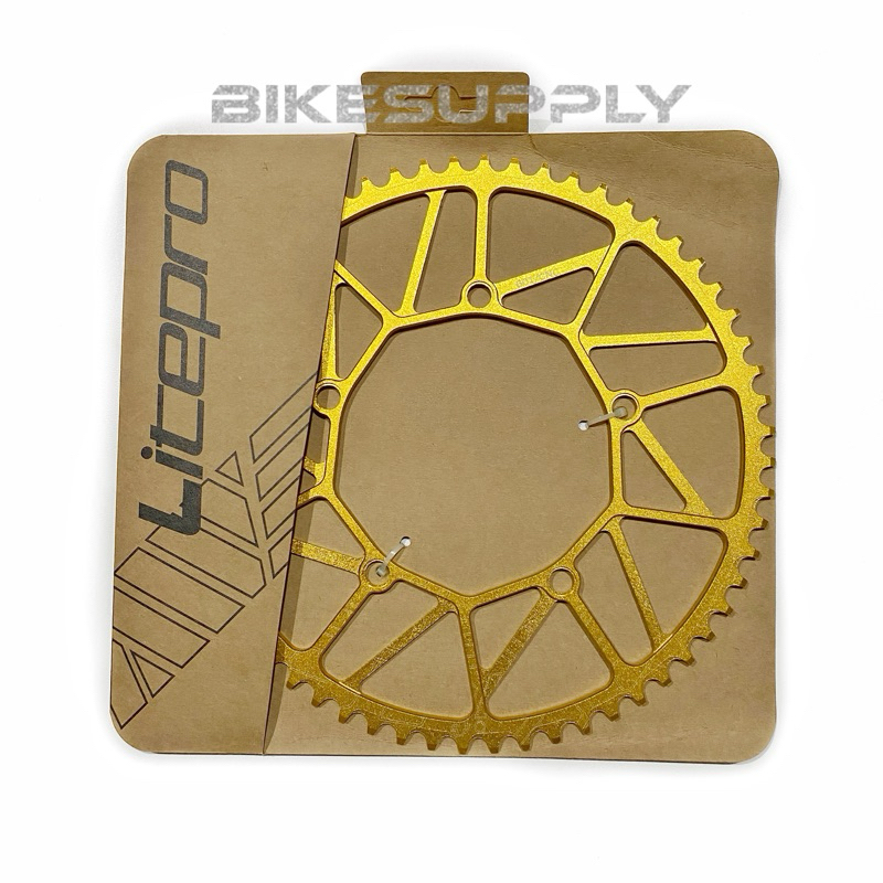 Chainring / Chain Ring Crank Piringan Sepeda Merk Litepro Warna Emas Gold Jaring 54T 56T 60T Alloy B