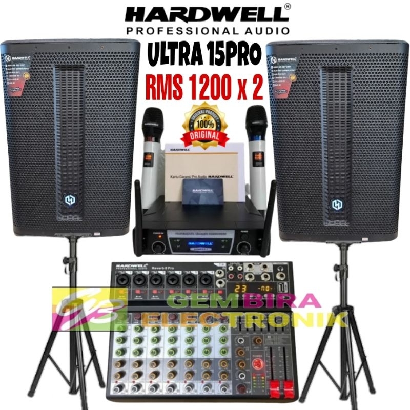 Paket Terbaik Aktif Speaker Hardwell 15 inch Ultra 15pro 1200x2 Sound System indoor Outdoor Original