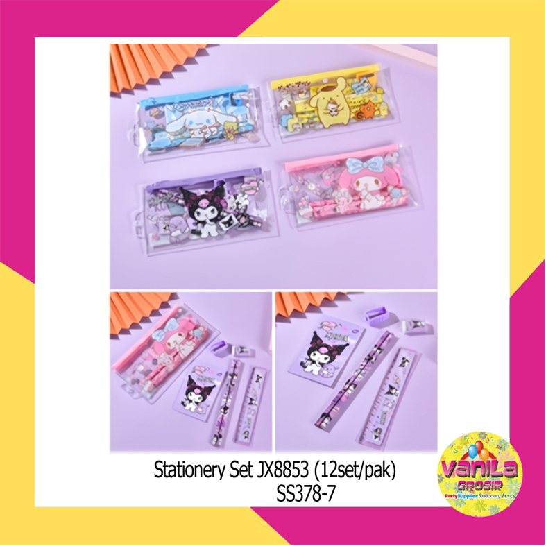 

(1Set) Study Set Fancy, stationery set sanrio, paket alat tulis, alat tulis sekolah