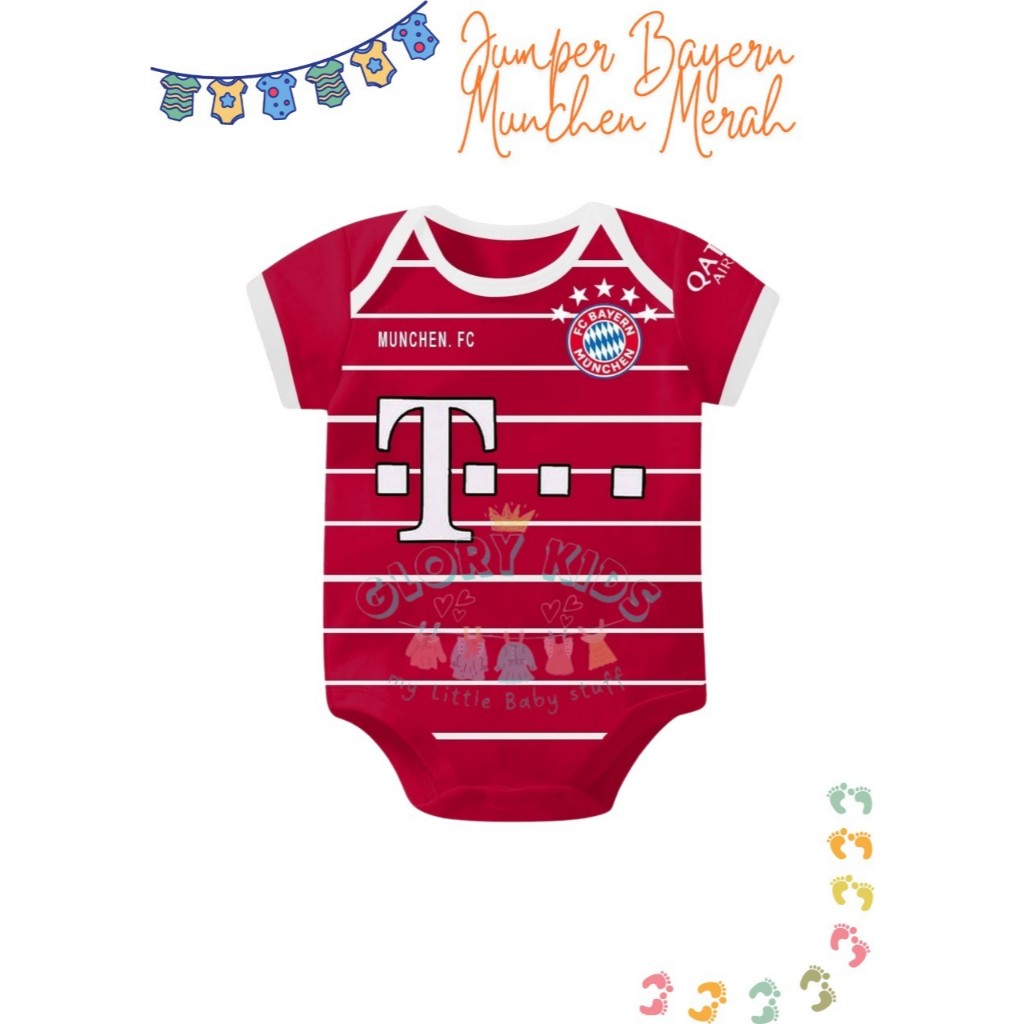 Jumper Bayi Bola Bayern Munchen Jumpsuit Bola Baby Jersey Kaos Custom Newborn Laki Laki Perempuan