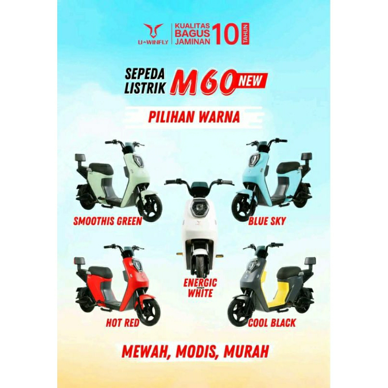 PROMO SEPEDA LISTRIK MODEL TERBARU MERK UWINFLY M60 (FREE ONGKIR SURABAYA & SIDOARJO)
