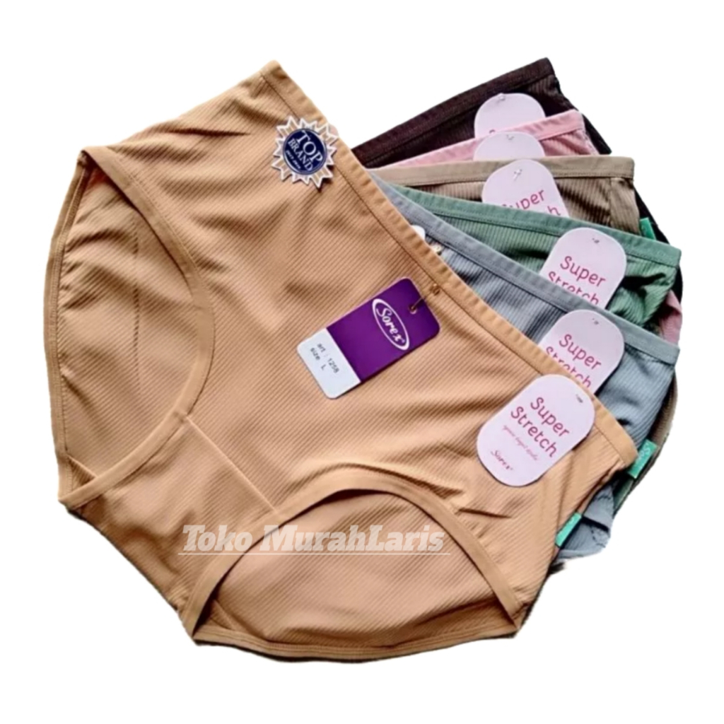 6pc - GROSIR CD SOREX 1258 BAHAN LICIN - CELANA DALAM WANITA MOTIF SALUR LUSINAN