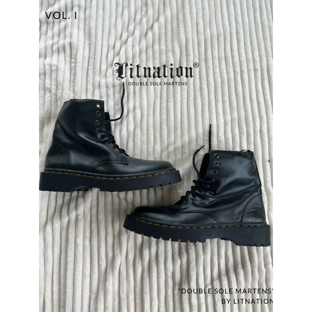 DOUBLE SOLE MARTENS sepatu fashion kulit tinggi unisex
