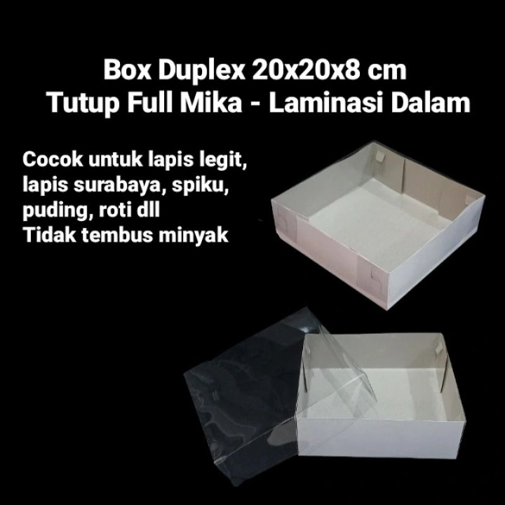 

( 3 pcs ) Box Packaging Kue Dus Kotak Hampers Ukuran 20x20x8 cm Tutup Full Mika Laminasi Dalam