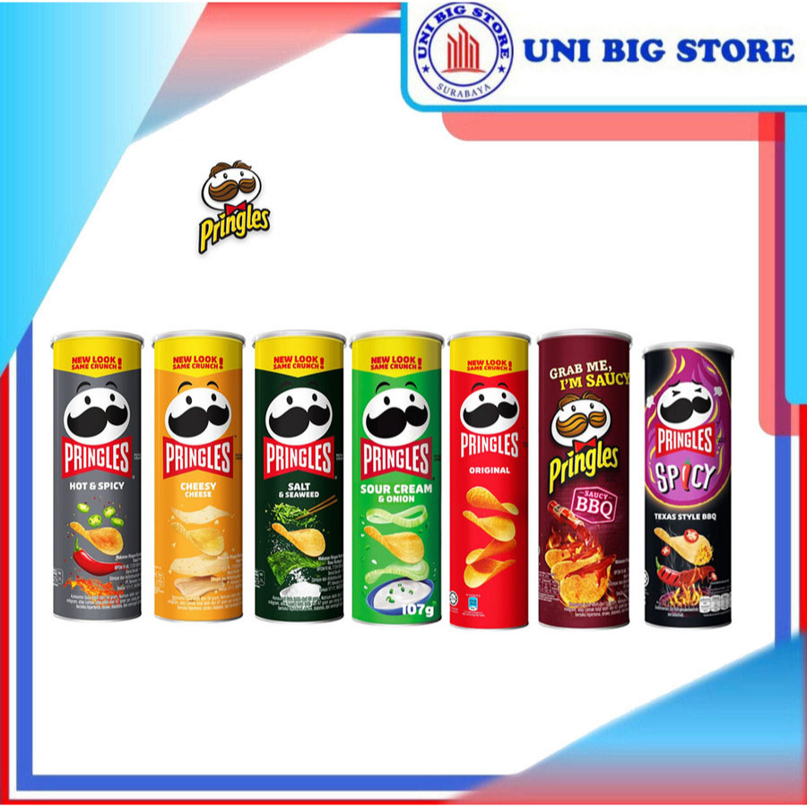 

Pringles PotatoCrisps Original Cheese SourCream Spicy Seaweed BBQ 107 g