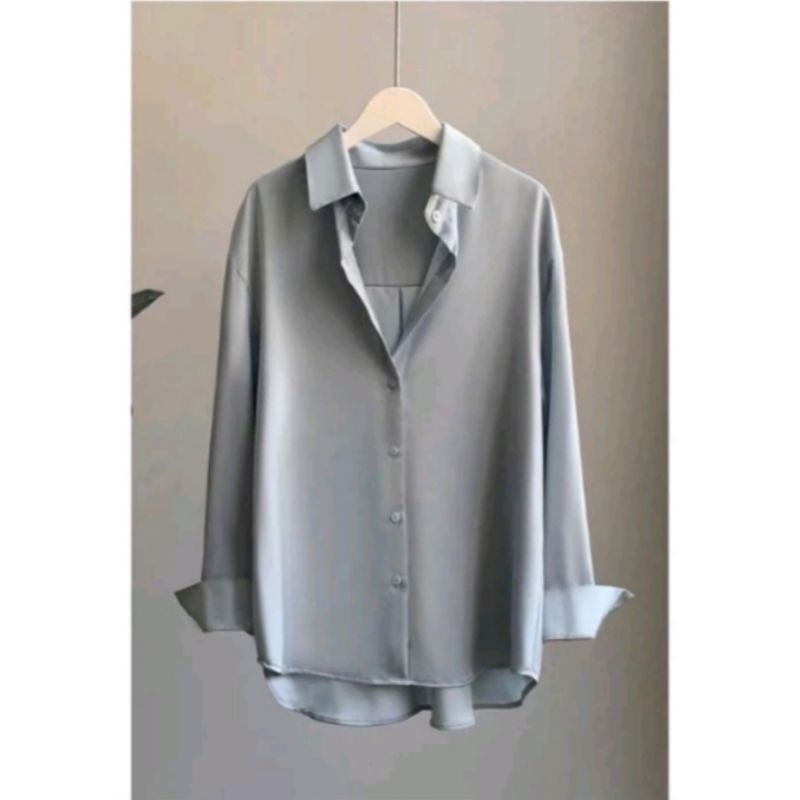 Baju Kemeja Wanita Polos Casual Putih Lengan Panjang grosir baju.