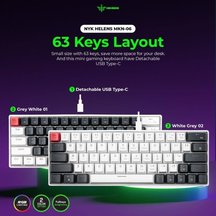 NYK Nemesis HELENS MKN06 MKN 06 MKN-06 Keyboard Gaming RGB