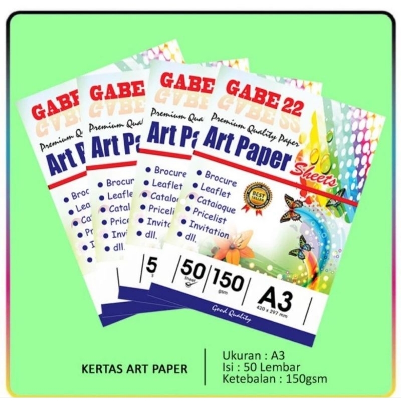 KERTAS ART PAPER A4 A3 (150 GSM = 50 LBR)