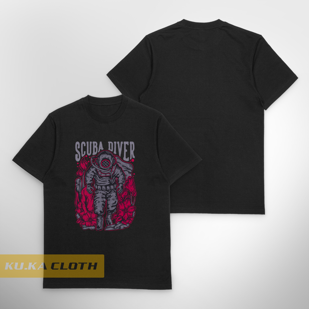 Baju Kaos Distro Pria scuba diving walking sea