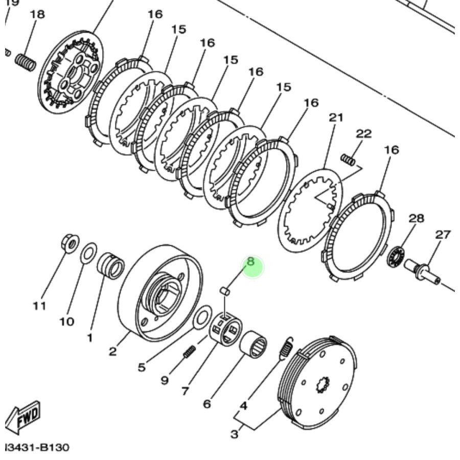 NO 8 PELOR MIMIS BOSH BOS CAGE BENTENGAN JUPITER Z 110 2003-2009 BURHAN ORIGINAL YAMAHA