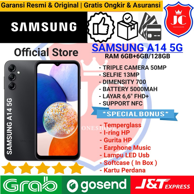 SAMSUNG A14 5G NFC RAM 6/128GB ( RAM 6+6GB ) GARANSI RESMI - BONUS