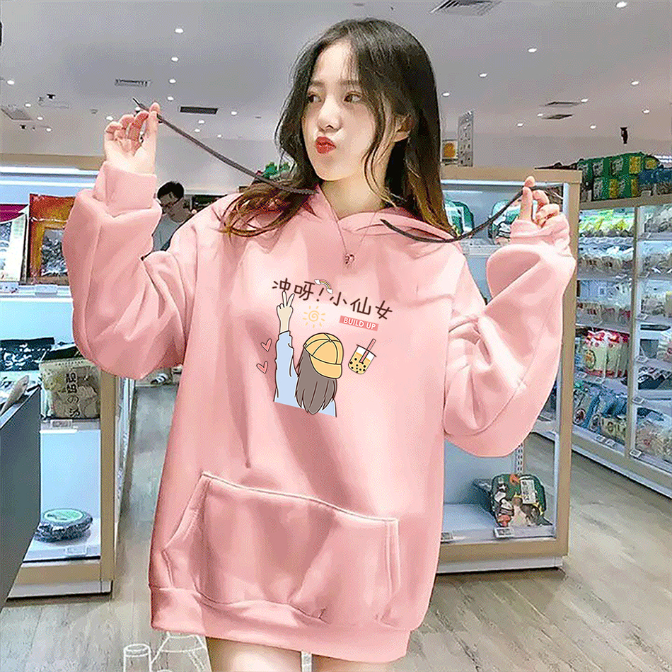 Flash Sale Build Up Sweater Hoodie Wanita Remaja Dewasa Sweater Cewe Lengan Panjang Hoodie Musim