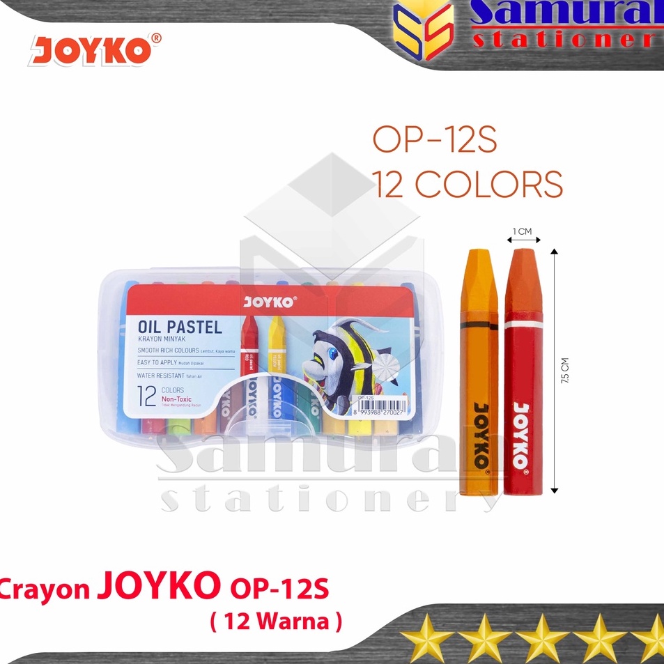 

Model Terkeren Crayon Joyko OP12s Krayon Minyak isi 12 Warna Oil Pastel OP 12S For Drawing Water Resistant Non Toxic