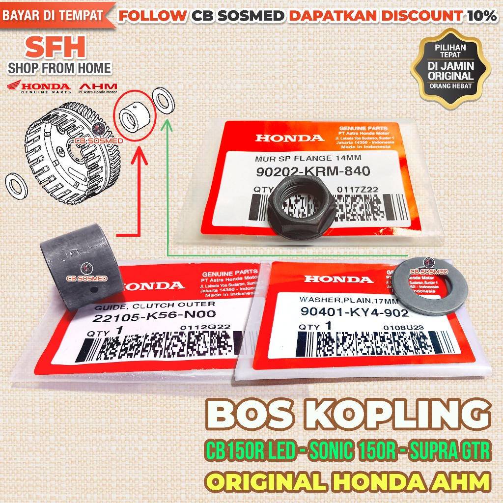 Bos Kopling Sonic 150R K56 2015-2022 Clutch Guide Sonic 150R RS150R RS 150 Original Honda AHM 22105-