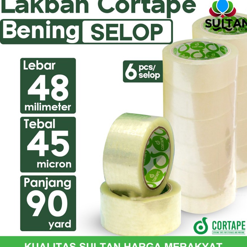 

Grosir Terjamin Lakban Cortape Bening 48 mm x 9 yard Setara Daimaru Satu Selop