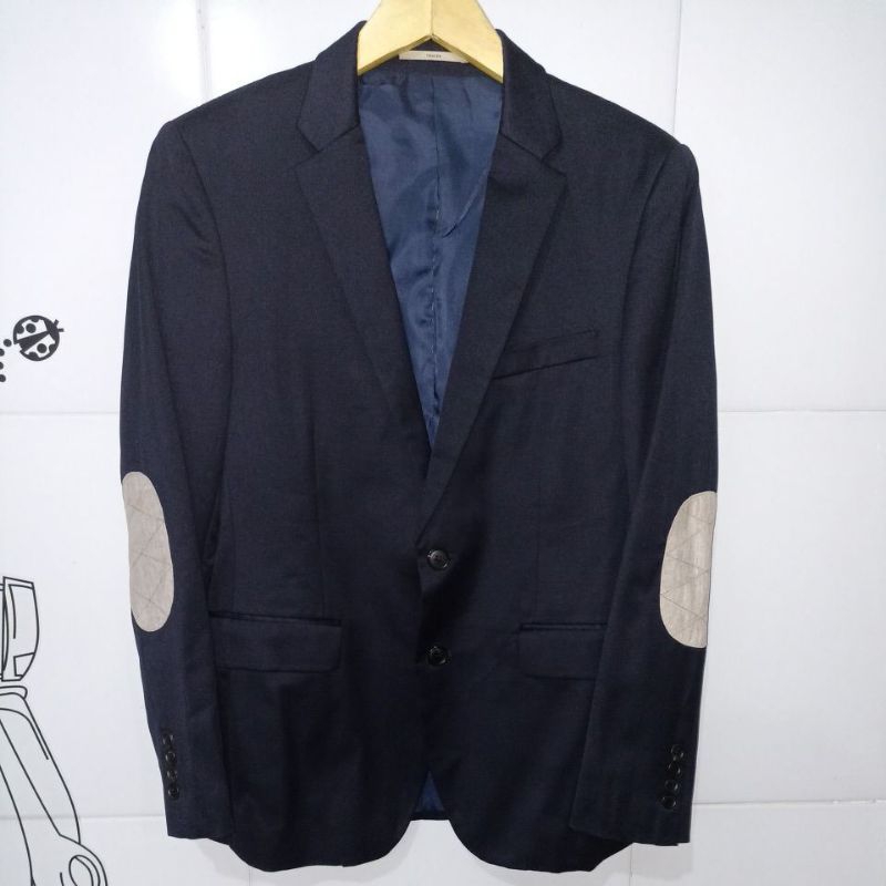 Jas Pria Elbow Patch Dark Navy Glossy