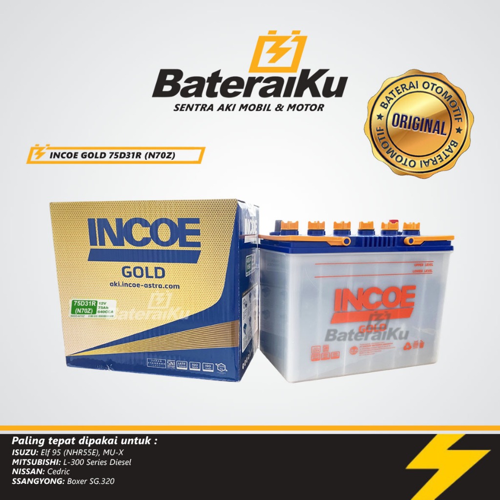 Aki Mobil Incoe Gold N70Z Hybrid Aki Basah Mobil Elf, L300, Cedric