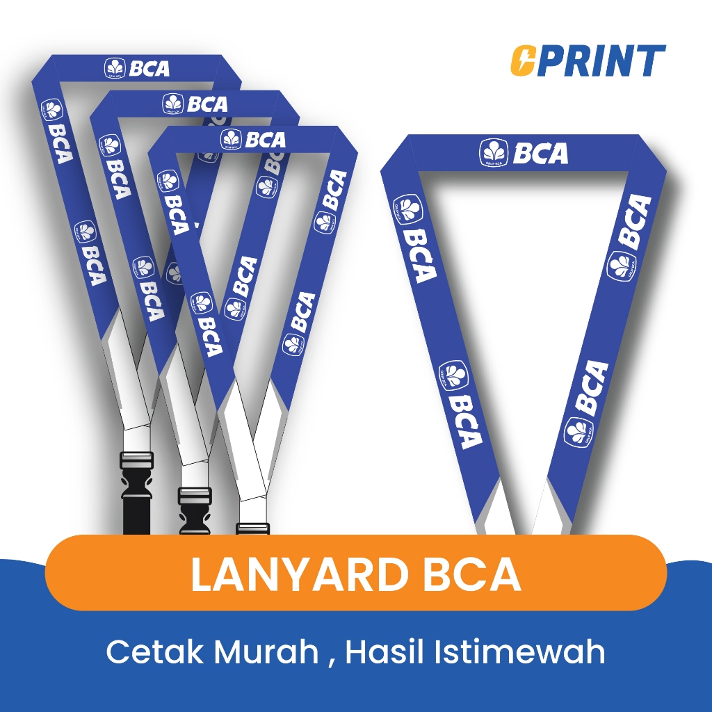 

Lanyard Custom Tali ID Card Cetak 2 Sisi Bahan Tissue Premium Uk 2cm Bank BCA Pre-Order 7 Hari