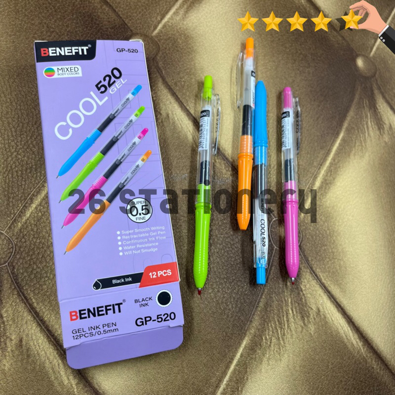 

Pulpen benefit cool 520 gel GP-520 / pen gel hitam