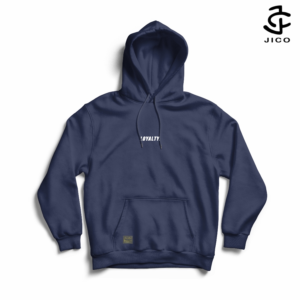 JICO - Jaket Hoodie Unisex Fleece Premium Sablon Loyalty Size M - XXL Warna Navy