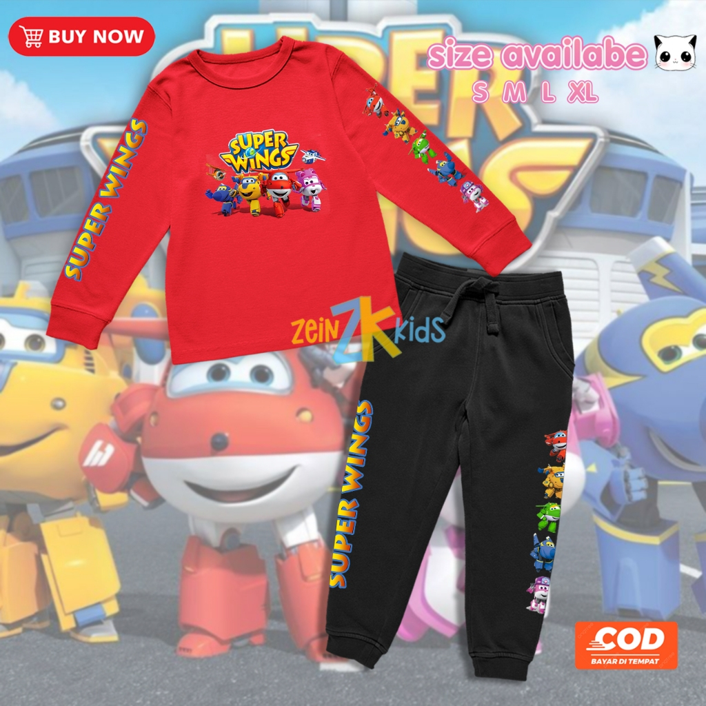 Kaos Jogger Anak Super Wings / Setelan Kaos Anak Super Wings