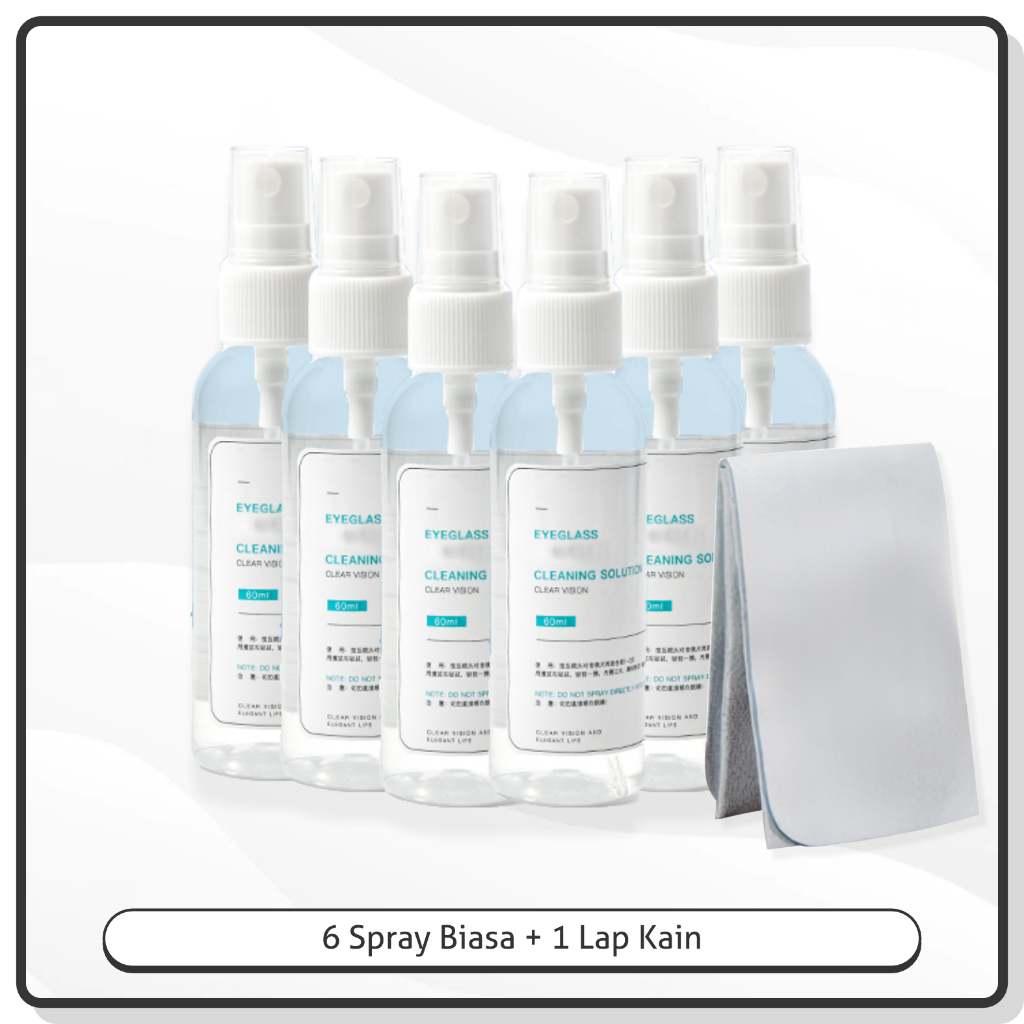 La Chapella - Cairan Pembersih Biasa Anti Fog Spray Lensa/Kacamata/hp/Kamera/Jam Tangan Cleaner Spray Termurah Free Lap P007 P010-6Botol+1Kain