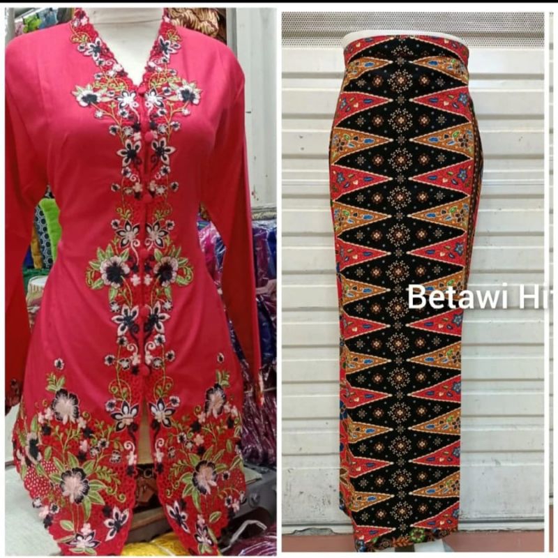 Set Kebaya Encim Katun Bordir /Bahan Katun Ima Premium/Kebaya Betawi Modern