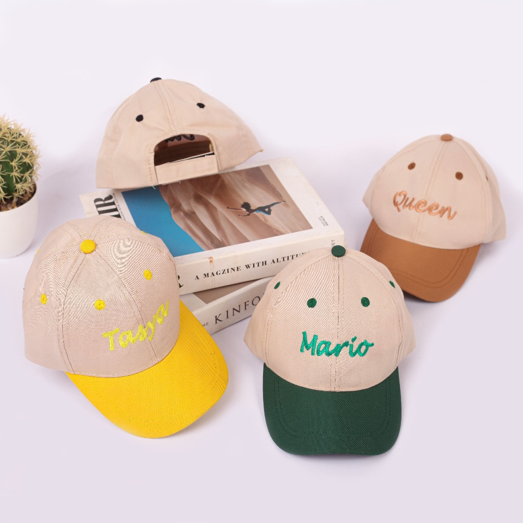 Topi Anak Laki Laki Perempuan Kombinasi Two Tone 2 Warna Free Custom Bordir Nama TERBARU