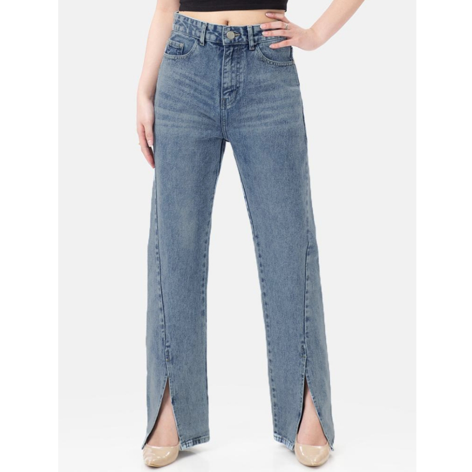 MKY CLOTHING SLIT STRAIGHT JEANS