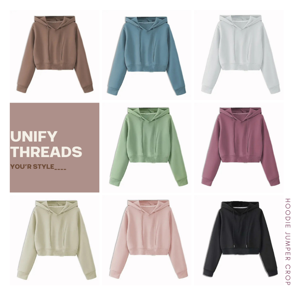 HOODIE BASIC CROP POLOS PREMIUM Jacket Sweater Hoodie Wanita Kekinian baju atasan wanita terbaru Fas