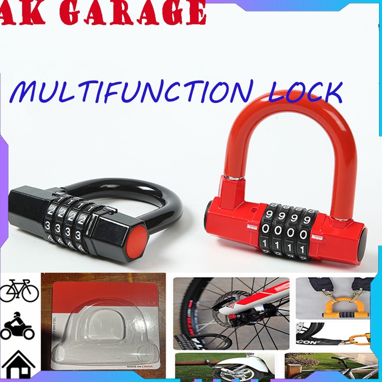 KODE M89S Gembok Pagar Kode Tanpa Kunci Multifunction Lock Gembok Pengaman Kunci U Kunci Kombinasi S