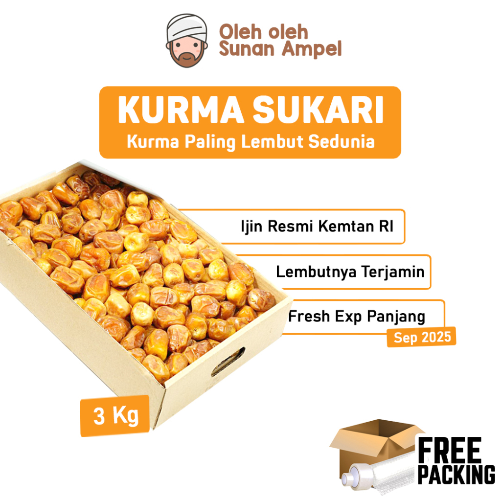 

Kurma Sukari 3 Kg | Kurma Basah Lembut Manis Oleh Oleh Haji dan Umroh