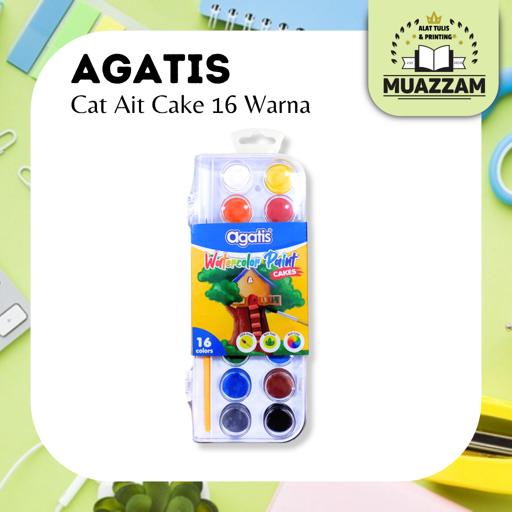 

Agatis Watercolor Paint Cake Cat Air untuk Anak 16 Warna + Kuas