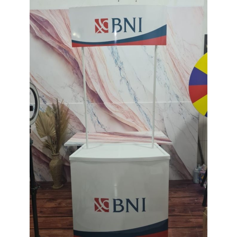 event desk bank bni custom order booth portable pameran pancawarna surabaya
