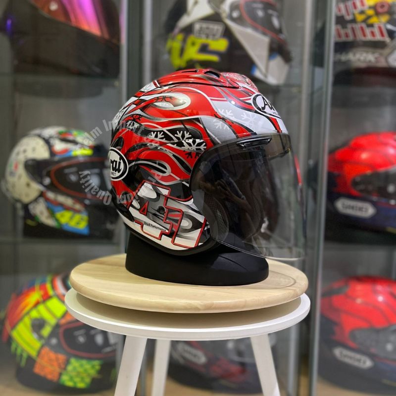 HELM VZRAM HALF FACE HAGA GP RED ARA