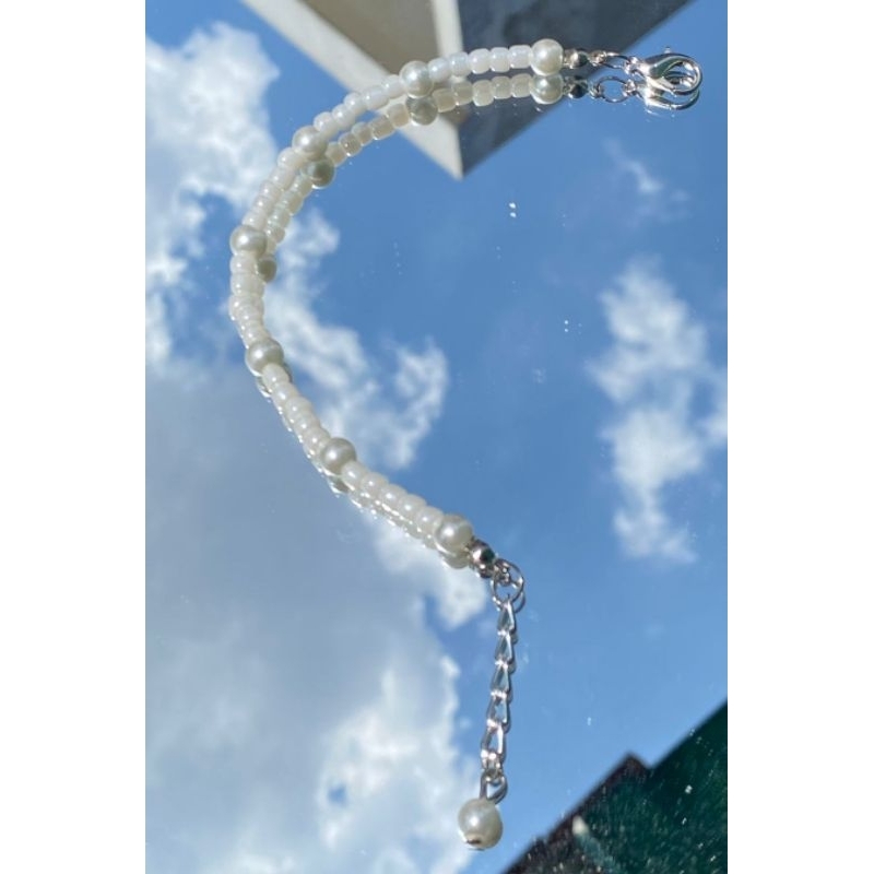 gelang manik manik mutiara putih