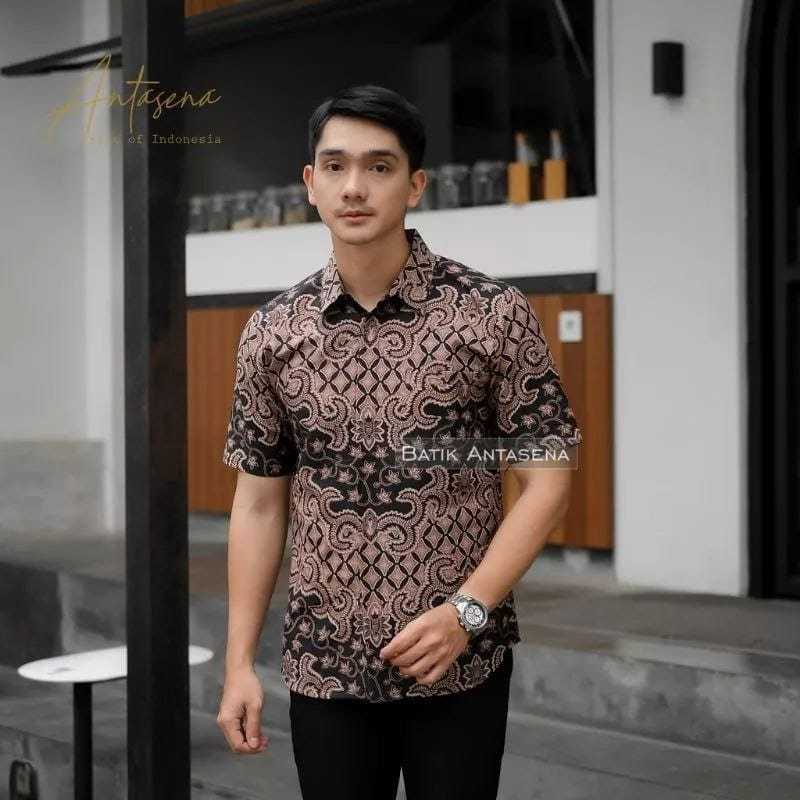 BATIK KRAPYAK Batik Pria Lengan Pendek Premium modern Hem Pria Terbaru Terlaris Regular