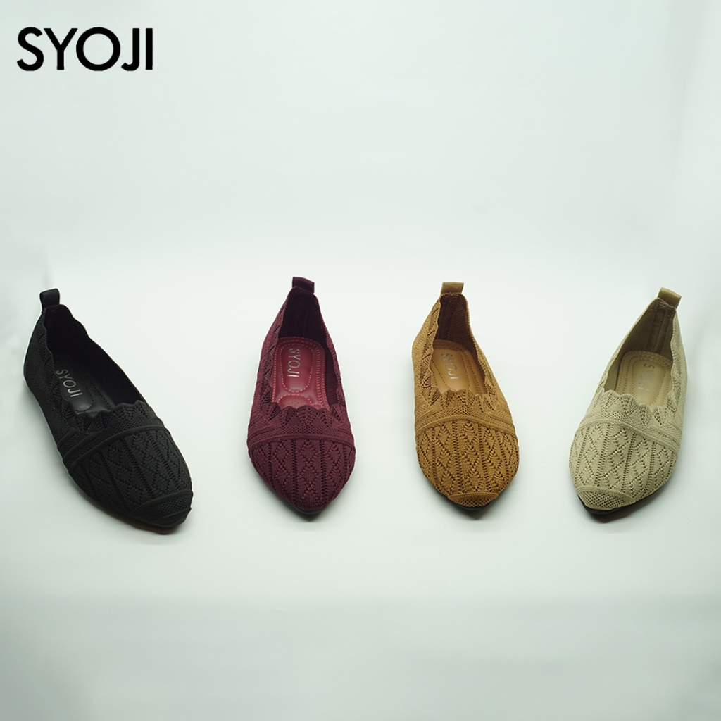 Syoji _ Sepatu Wanita Flat Shoes Balet Rajut Clarissa Kekinian
