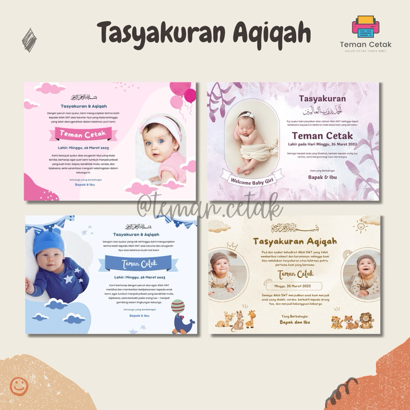 

Stiker / Sticker / Kartu / Ucapan Tasyakuran Aqiqah / Tedhak Siten / Kelahiran / Buffalo / Doff