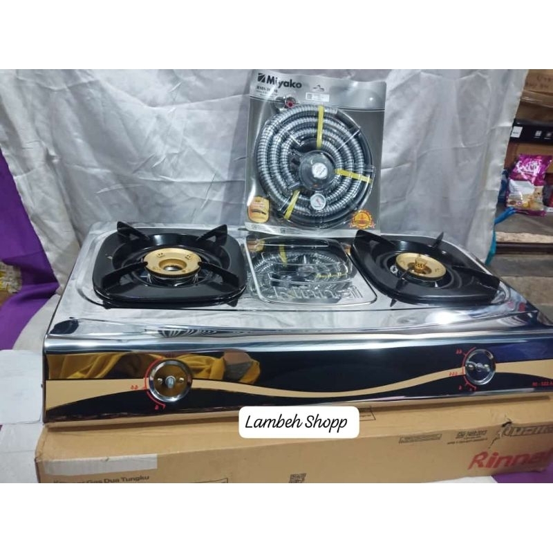 Kompor gas 2 tungku  RI 522A merk Rinnai Set selang Regulator Batam