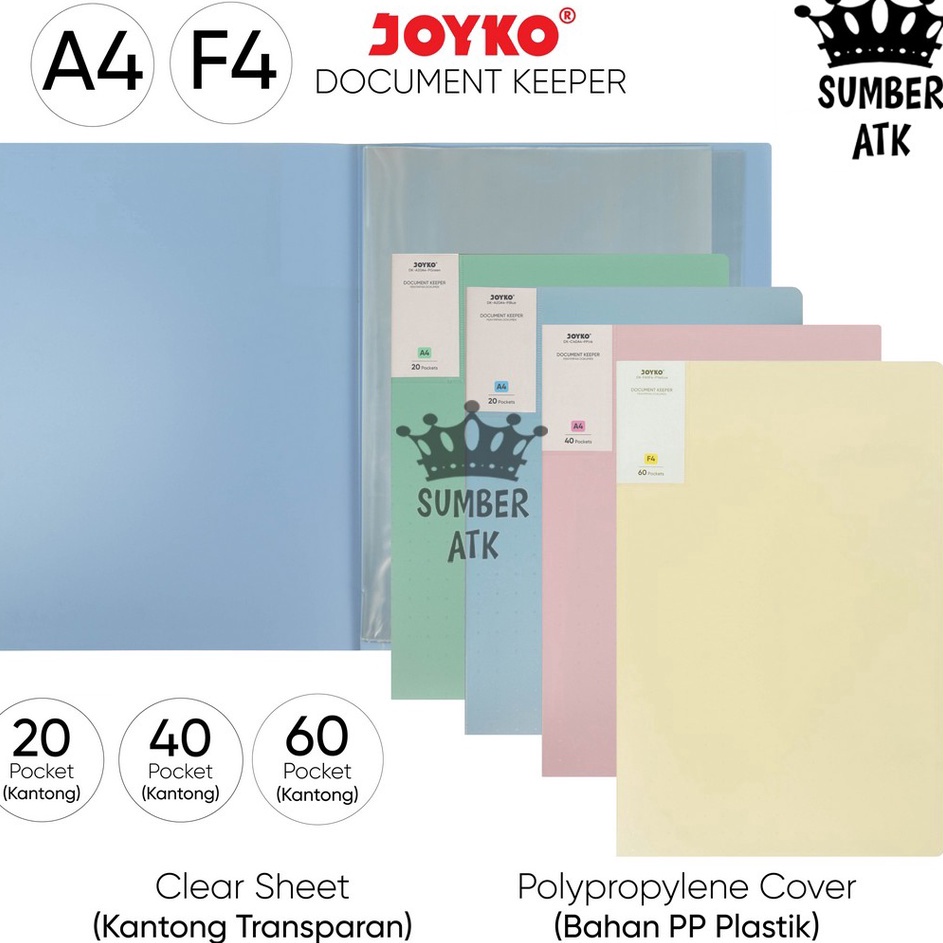 

Paket Diskon Document Keeper Clear Holder A4 F4 2 4 6 Lembar Map File Dokumen Folder Joyko Pastel