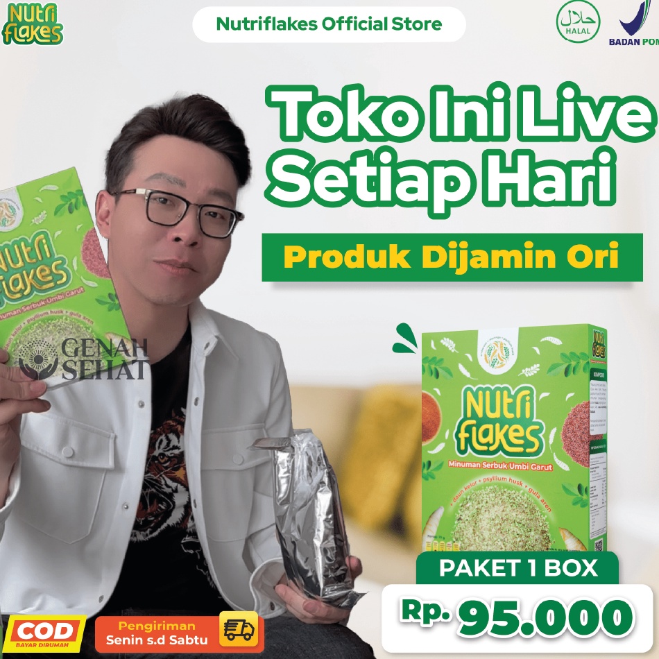 

Sale sale Nutriflakes Sereal Umbi Garut Asam Lambung Ampuh Mengatasi Asam Lambung Gerd Maag 1 Box