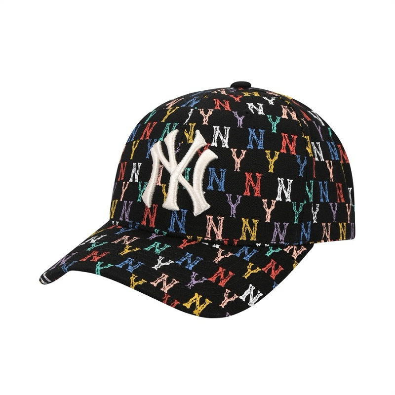 MLB Monogram Rainbow Structured Ball Cap Ny Yankees Black